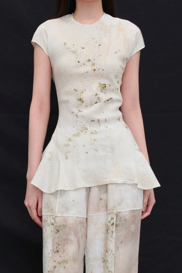 Mutedance 25 Spring/Summer Flower-dyed Short-sleeved Tunic Top MD-MD25SS10-hoary MD25SS09